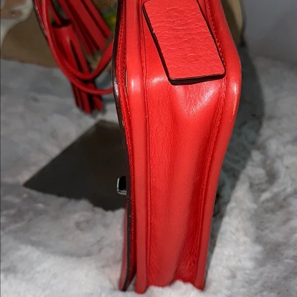 Coach Red Leather Crossbody Bag with Silver Hardware